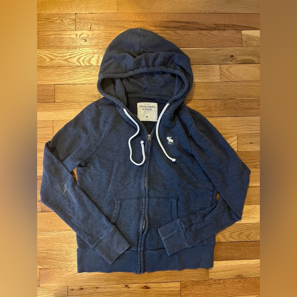 Abercrombie & Fitch Women's Navy Zip-Up Hoodie